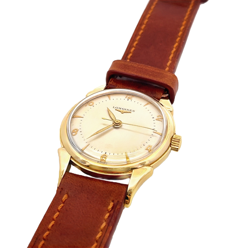 Longines Watch 1950s 10K Gold Filled 33mm Horn Lugs