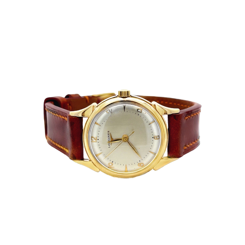 Longines Watch 1950s 10K Gold Filled 33mm Horn Lugs