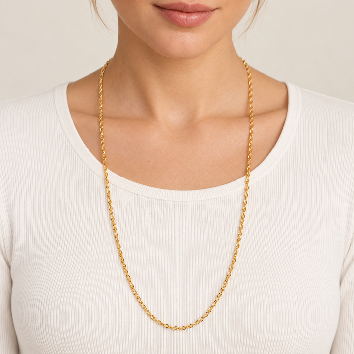 Loose Rope Chain 2.1MM 14K Yellow Gold 29"