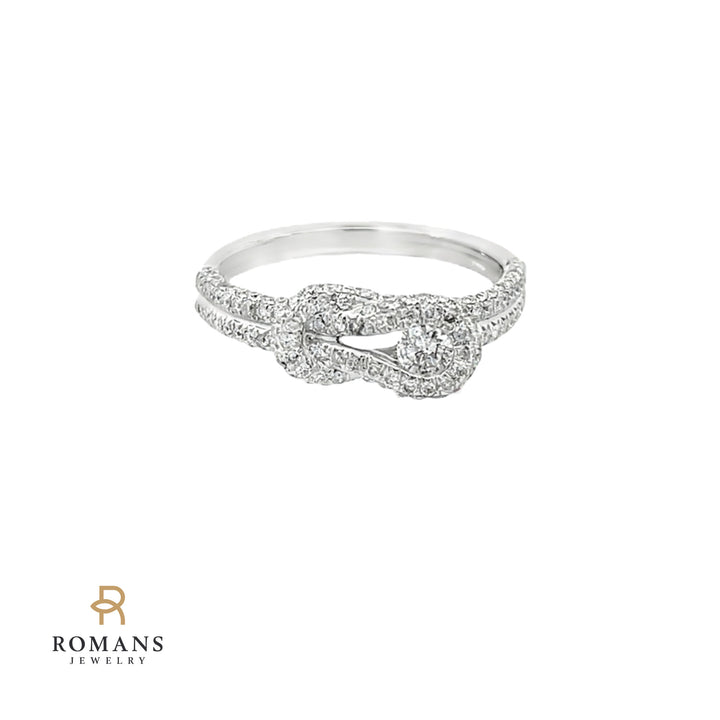 Love Knot Diamond Ring 14K White Gold