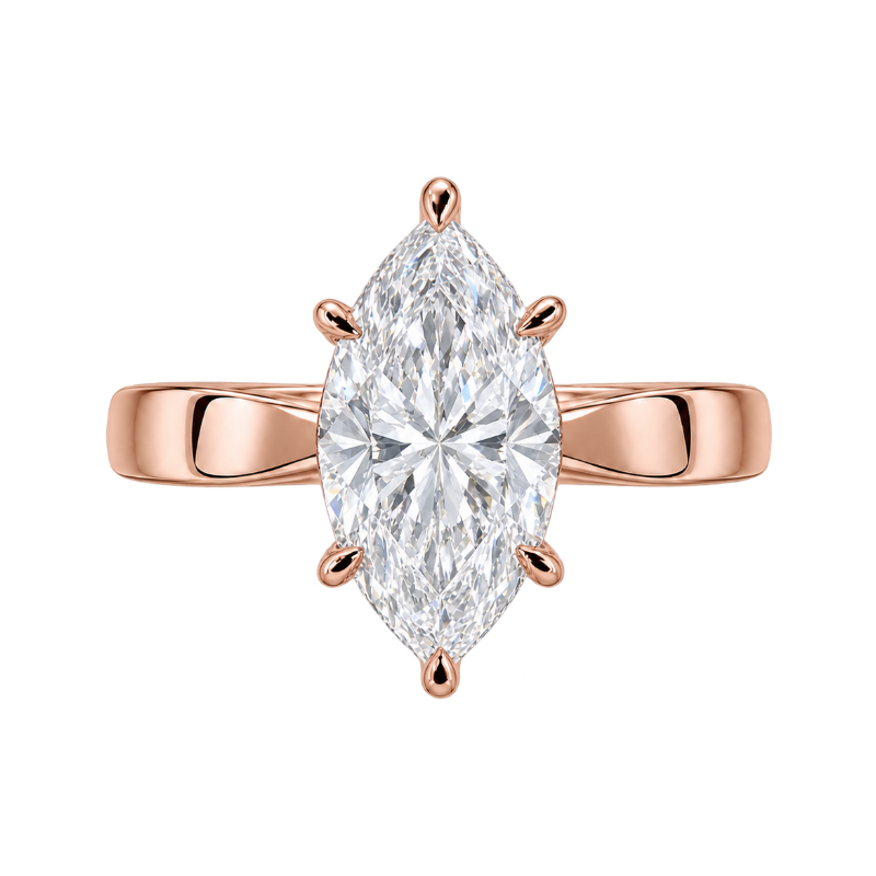Marquise 1.50CT Lab Grown Solitaire Engagement Ring 14K Rose Gold