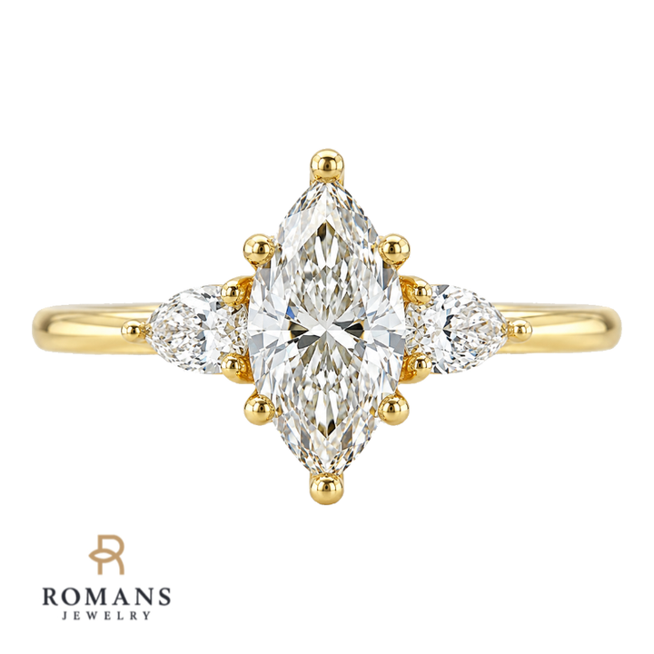 Marquise Diamond Engagement Ring 14K Yellow Gold 1.01CT