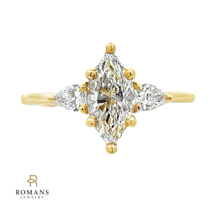 Marquise Diamond Engagement Ring 14K Yellow Gold 1.01CT