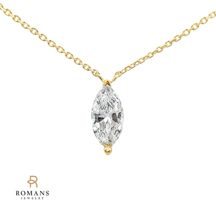 Marquise Diamond Floating Necklace 14K Yellow Gold .47CT