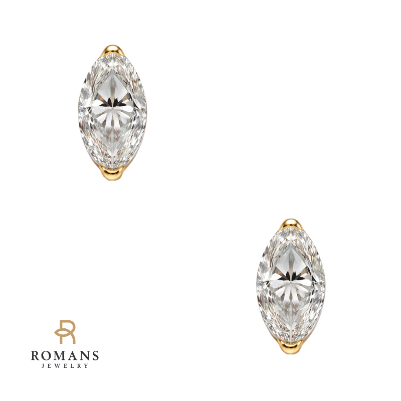 Marquise Diamond Studs 14K Yellow Gold .38CTW