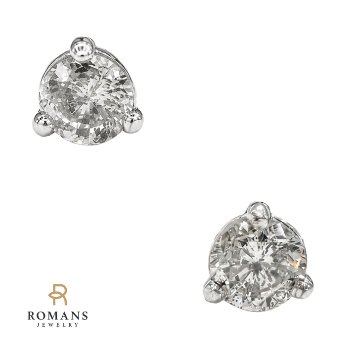 Martini Diamond Stud Earrings 0.54CTW 14K White Gold