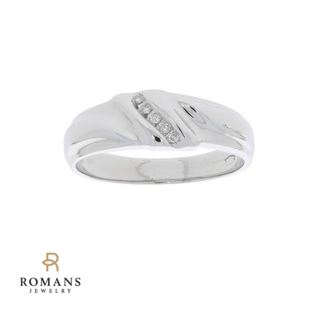 Men's Diamond Ring 10K White Gold .10 CTW