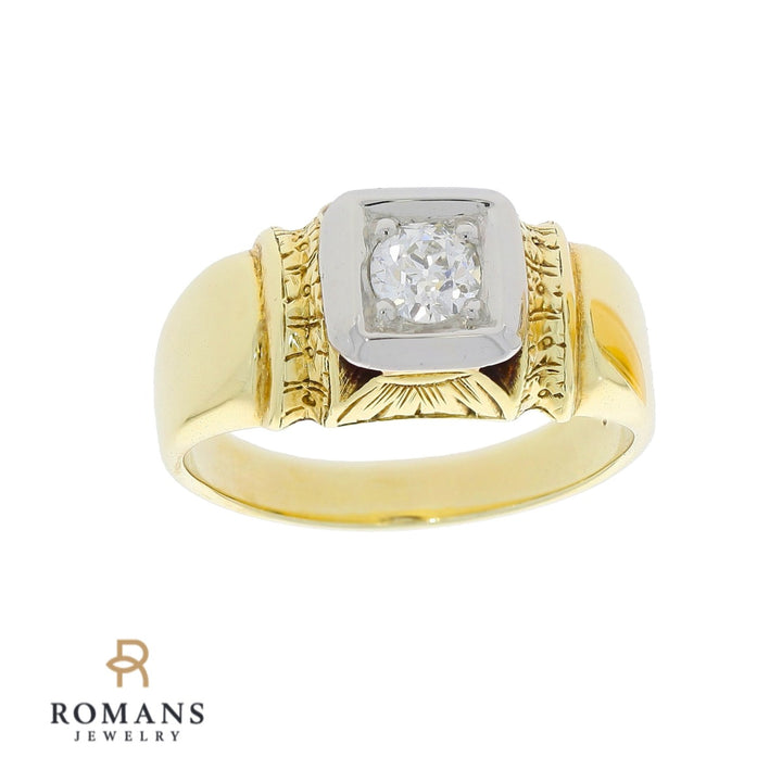 Men's Diamond Ring 1920's 14K Two Tone .36CT
