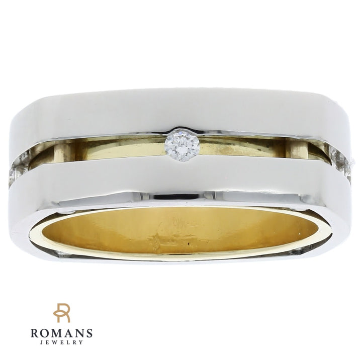 Men's Square Diamond Wedding Band 18K Platinum .25 CTW