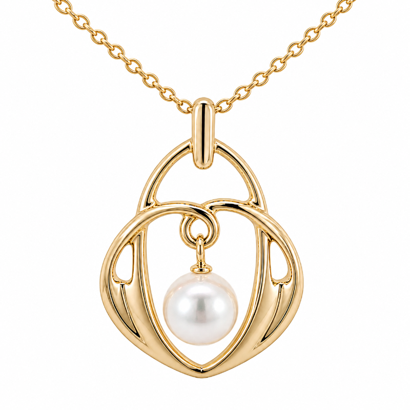 Mikimoto Pearl Necklace 14K Yellow Gold 17.5 Inch Chain
