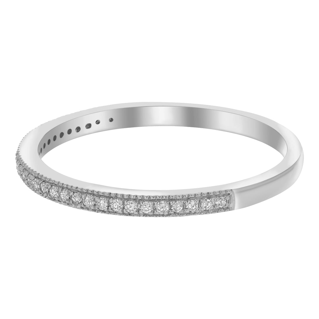 Milgrain Diamond Band 14K White Gold .11CTW