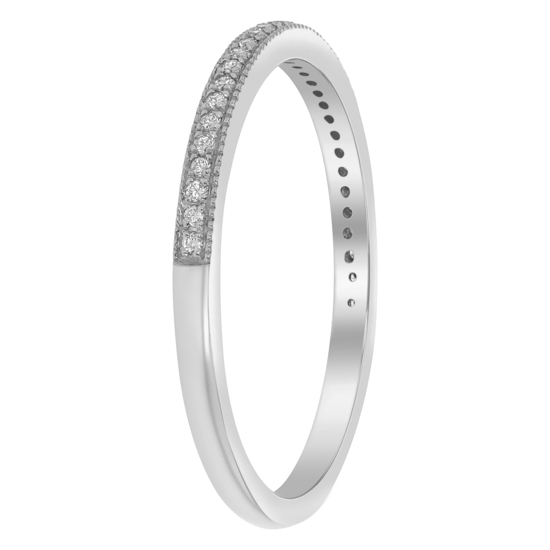 Milgrain Diamond Band 14K White Gold .11CTW