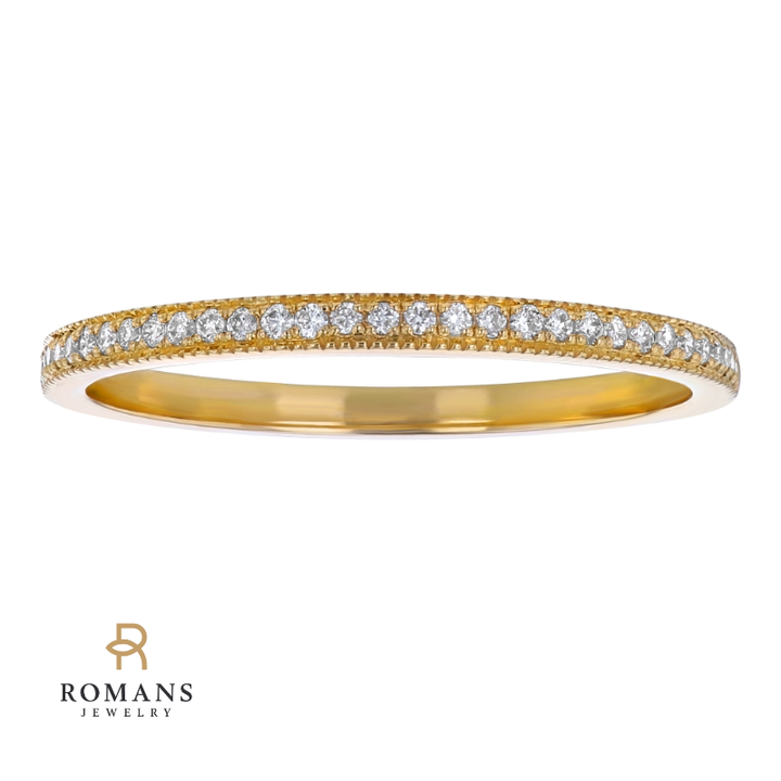 Milgrain Diamond Band 14K Yellow Gold .11CTW