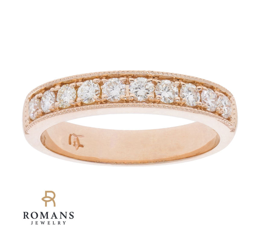 Milgrain Diamond Wedding Band 14K Rose Gold .50CT