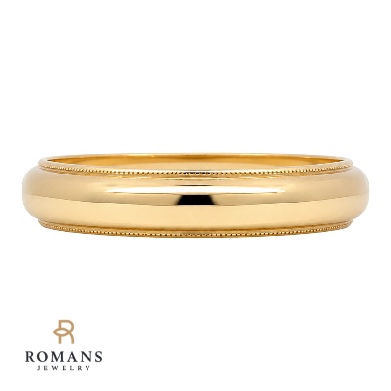 Milgrain Wedding Band 5MM Band 14K Yellow Gold
