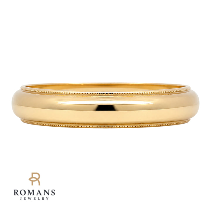Milgrain Wedding Band 5MM Band 14K Yellow Gold