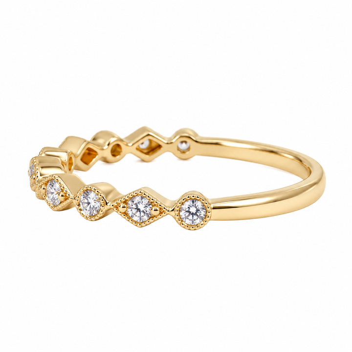 Geometric Diamond Wedding Band 14K Yellow Gold 0.21CTW