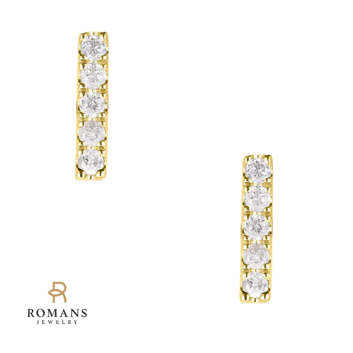 Minimal Bar Diamond Studs 14K Yellow Gold .13CTW