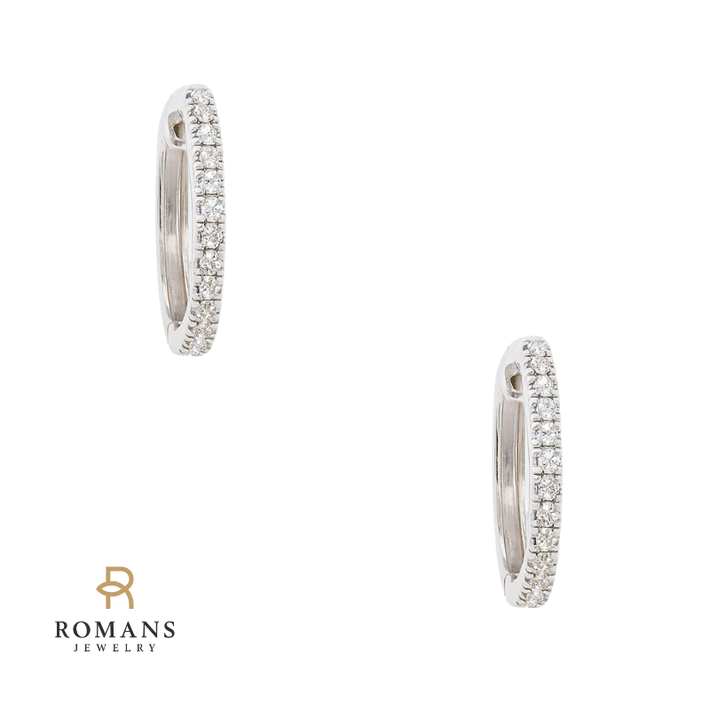 Minimal Diamond Huggie Earrings in 14K White Gold .10CTW