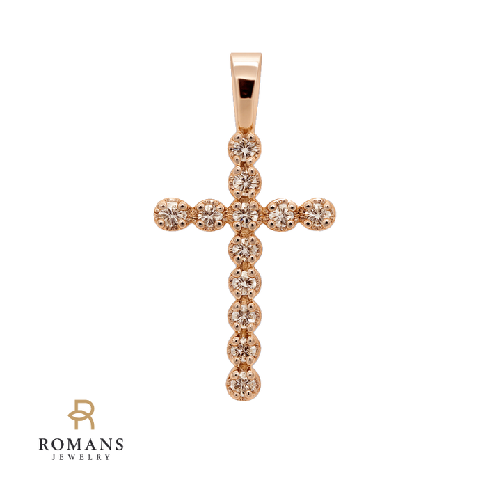 Minimalist Diamond Cross Pendant 14K Yellow Gold .06CTW