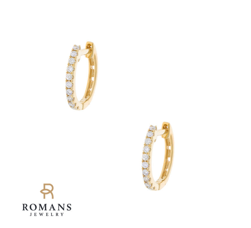 Minimalist Diamond Huggie Hoops 14K Yellow Gold .24CTW
