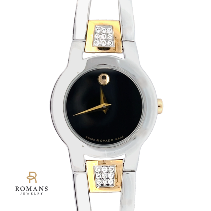 Movado Watch Amorosa Diamond Two-Tone Steel Bangle 81.E4.1842