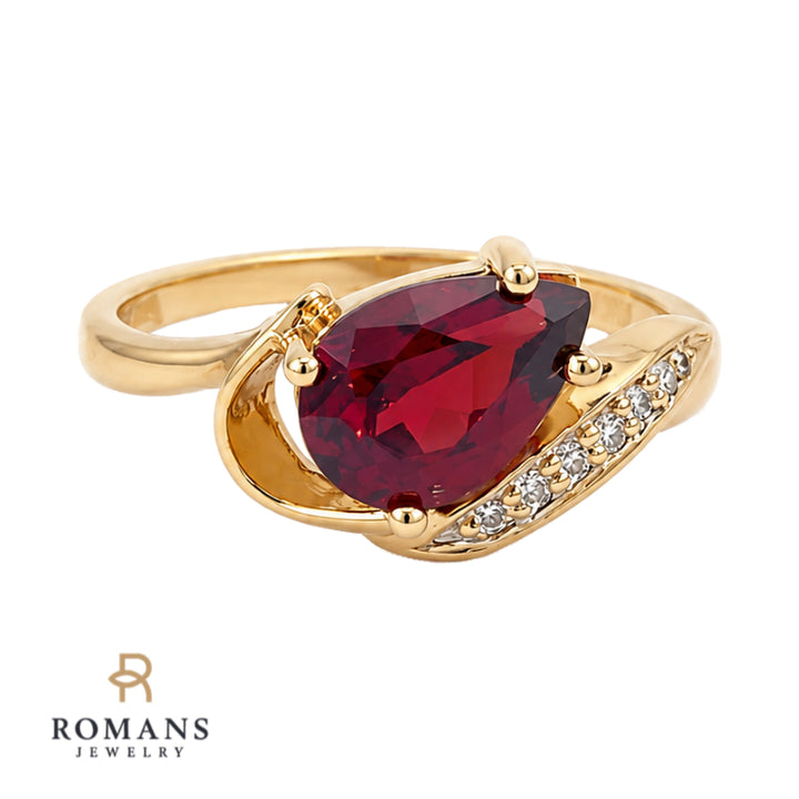 Mozambique Garnet Diamond Ring 1.60CT 10K Yellow Gold