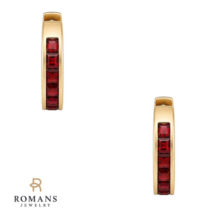 Mozambique Garnet Hoop Earrings 2.64CTW 18K Yellow Gold