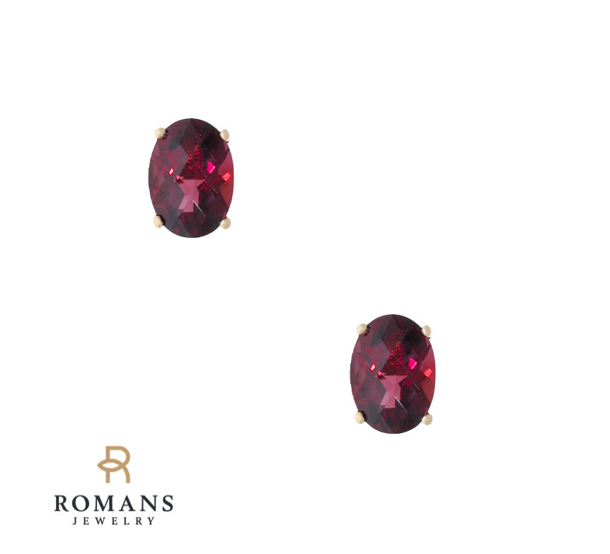 Mozambique Garnet Stud Earrings 14K Yellow Gold 1CTW