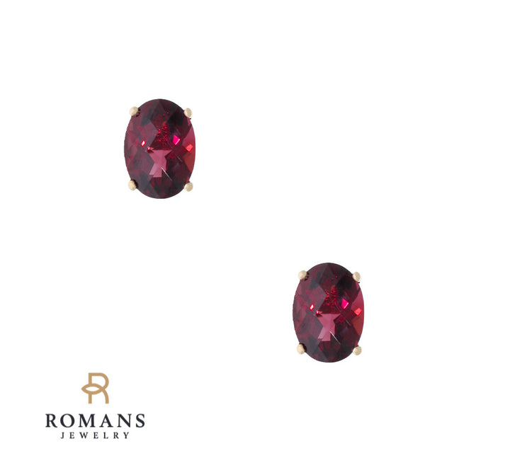 Mozambique Garnet Stud Earrings 14K Yellow Gold 1CTW