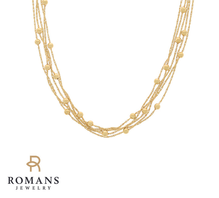 Multiple Strand Bead Necklace 18K Yellow Gold