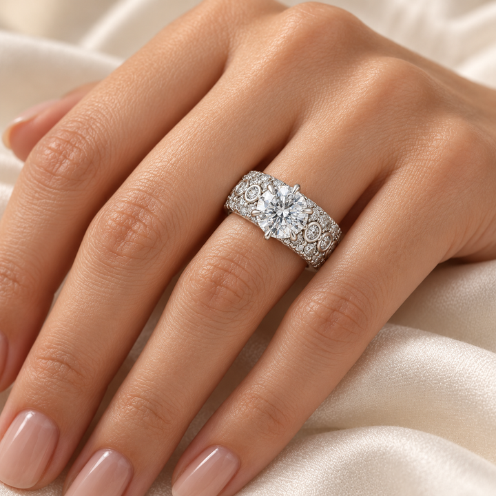 Natural Diamond Engagement Ring 5.15CTW 14K Two Tone