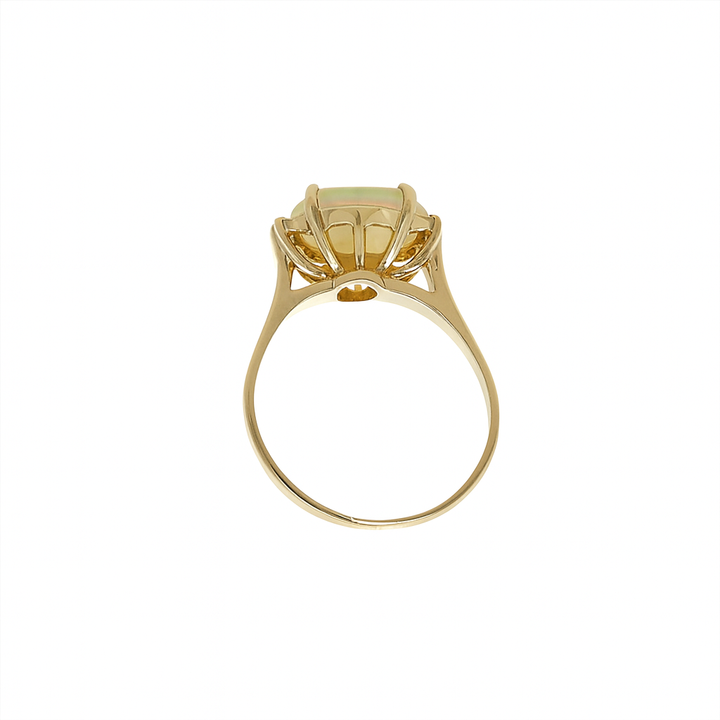 Natural Opal Diamond Ring 14K Yellow Gold 1.80 CT