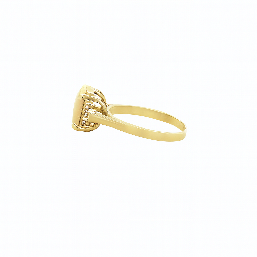 Natural Opal Diamond Ring 14K Yellow Gold 1.80 CT