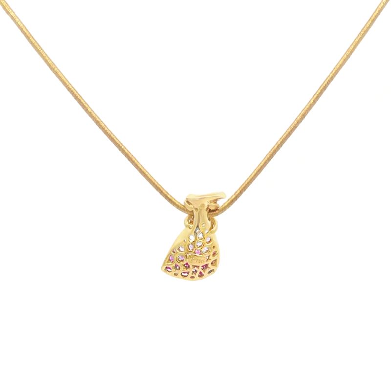 Ruby, Diamond & Pink Sapphire Necklace 18K Yellow Gold