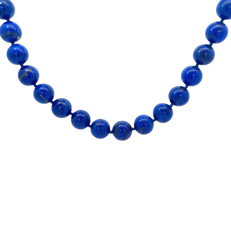 Lapis Beaded Necklace Silver