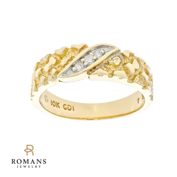 Nugget Style Diamond Ring 10K Two Tone