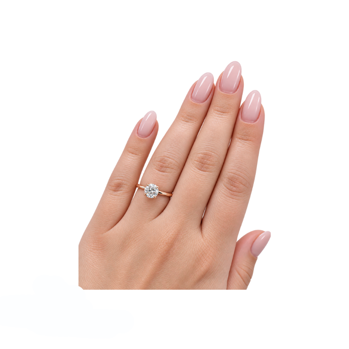 Covenant Hidden Halo Old European Natural Diamond Engagement Ring 0.98CT 14K Rose Gold