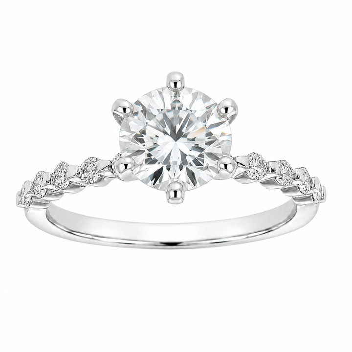 Old European Cut Diamond Engagement Ring 14K White Gold 1.41 CT