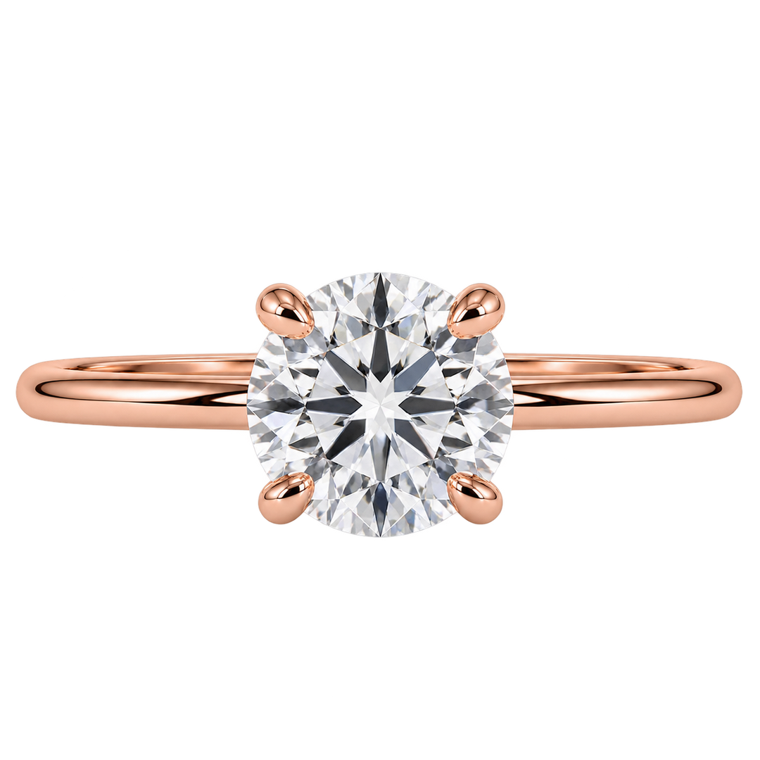 Covenant Hidden Halo Old European Natural Diamond Engagement Ring 0.98CT 14K Rose Gold