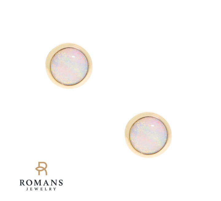 Opal Stud Earrings 14K Yellow Gold