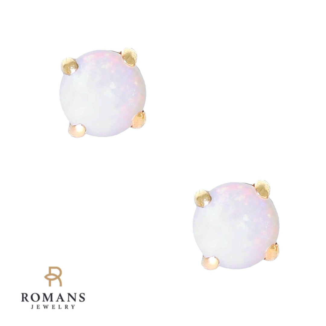 Opal Stud Earrings 14K Yellow Gold .45CTW