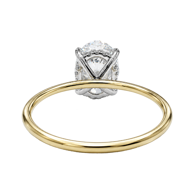 Oval Lab Grown Diamond Hidden Halo Engagement Ring 14K Two Tone 3.14CTW