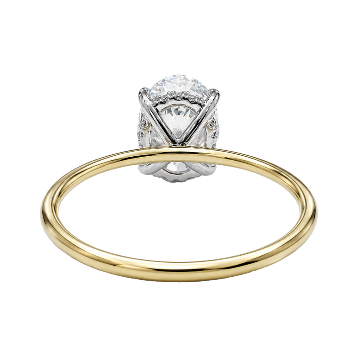 Oval Lab Grown Diamond Hidden Halo Engagement Ring 14K Two Tone 3.14CTW