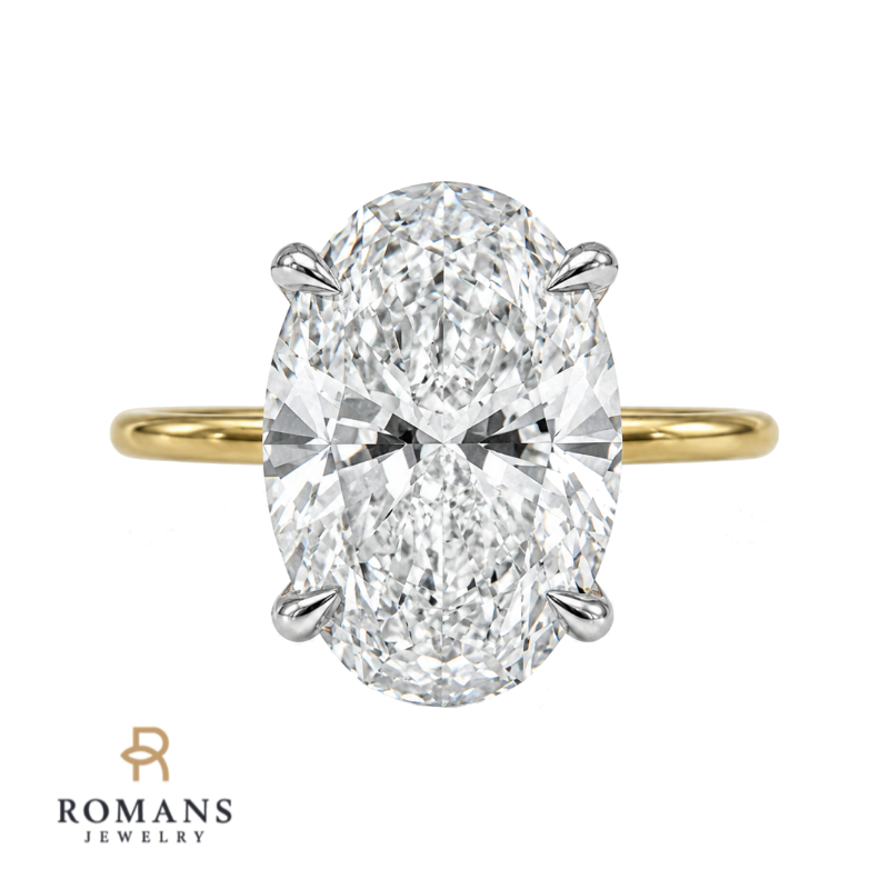 Oval Lab Grown Diamond Hidden Halo Engagement Ring 14K Two Tone 3.14CTW