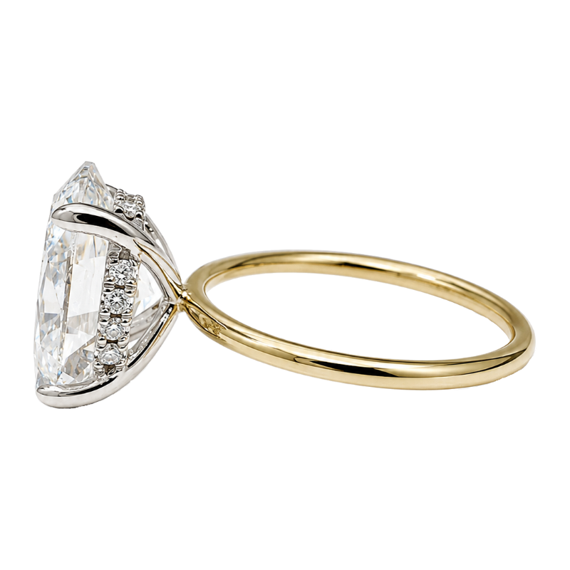 Oval Lab Grown Diamond Hidden Halo Engagement Ring 14K Two Tone 3.14CTW