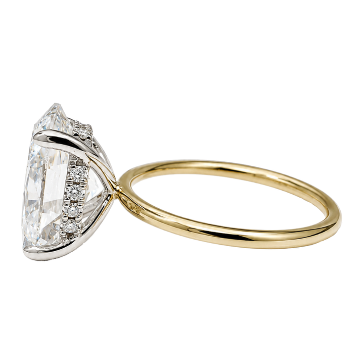 Oval Lab Grown Diamond Hidden Halo Engagement Ring 14K Two Tone 3.14CTW