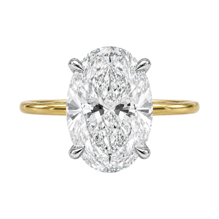 Oval Lab Grown Diamond Hidden Halo Engagement Ring 14K Two Tone 3.14CTW