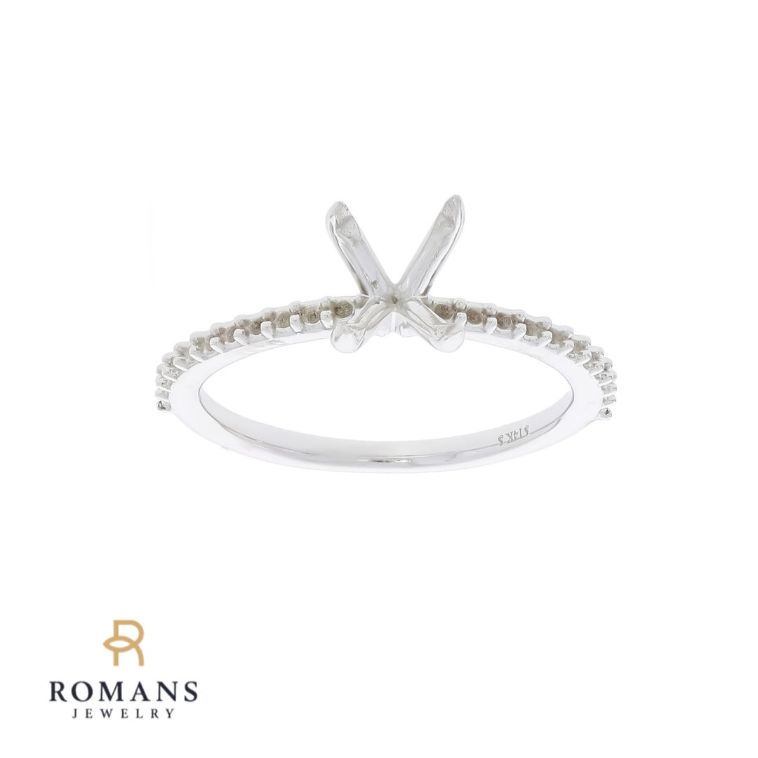 Oval Diamond Blank Mounting 14K White Gold