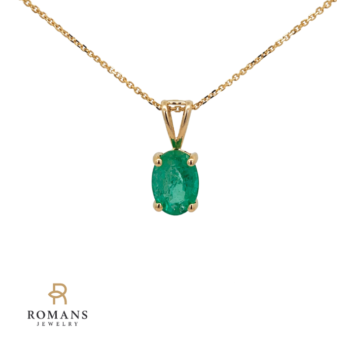 Oval Emerald Pendant 14K Yellow Gold .66CT